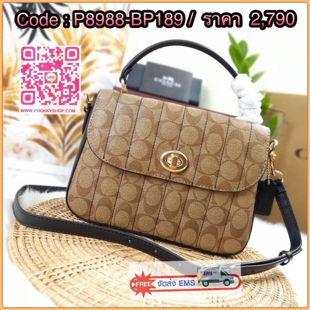 NEW IN💥>>รุ่นหายากก็มา แย่งกันแทบไม่ทัน🌺🌈//>>COACH MARLIE TOP HANDLE SATCHEL IN SIGNATURE CANVAS WITH QUILTING(COACH C5645) 🌺กระเป๋าถือ สะพาย วัสดุหนังแคนวาส ตัดขอบดีเทลด้วยหนังแท้ ขึ้นทรงสวยมากๆ //มีสายสะพายยาว