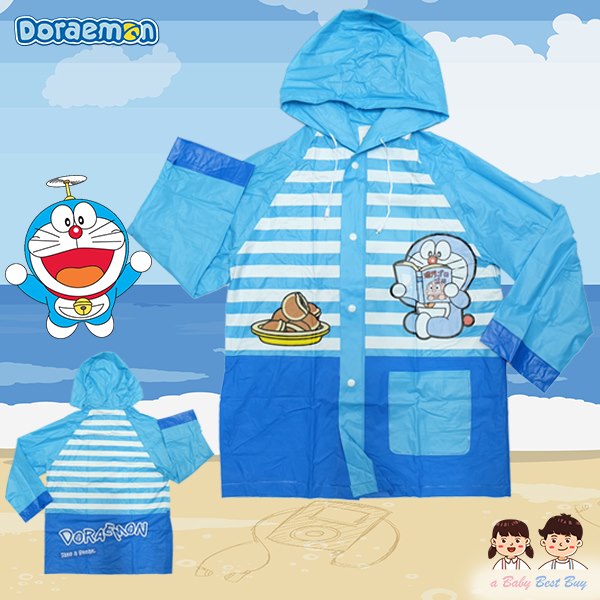 ฮ "" เสื้อกันฝนเด็ก สกรีนลาย Doraemon มีหมวก(ฮู้ด) ใส่คลุมกันฝน สุดเท่ห์ ลิขสิทธิ์แท้ (ไซส์ M-L )