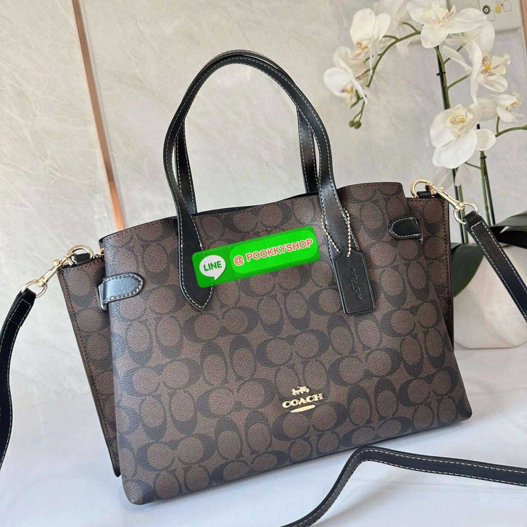 COACH HANNA CARRYALL IN SIGNATURE CANVAS (CH542) 🔖กระเป๋าสะพายไหล่/ถือ รูปทรงสวยหรู ลุคคุณนายมากแม่