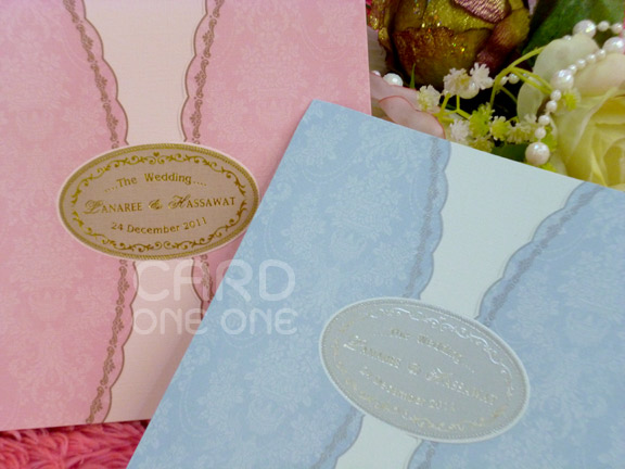 การ์ดแต่งงาน การ์ดเรียบหรู คลาสิค แนวตั้ง 3 พับ