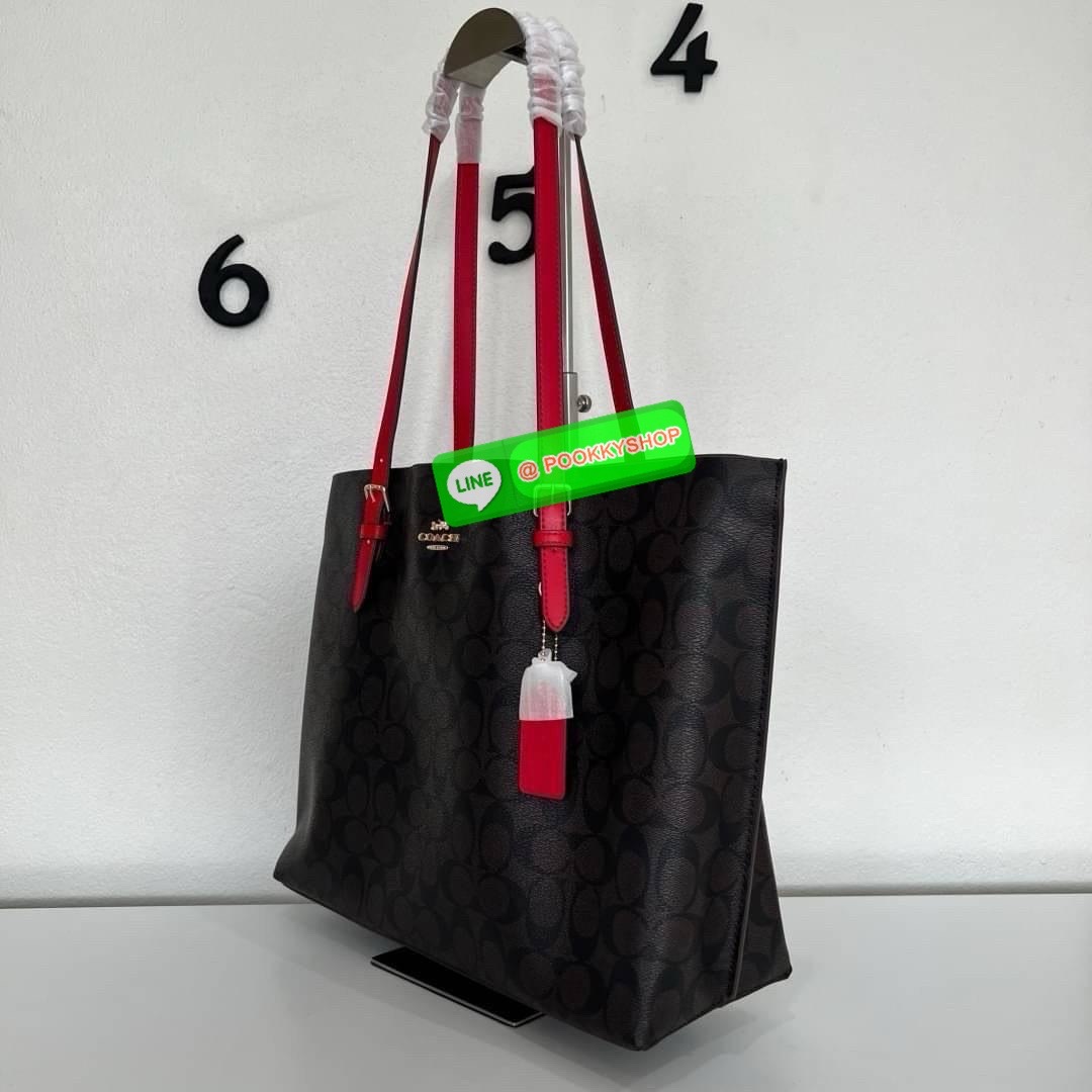 Coach MOLLIE TOTE IN SIGNATURE CANVAS (COACH 1665) กระเป๋าหนังใบเคลือบซิกเนเจอร์และหนังเรียบ ภายในกระเป๋ามัลติฟังก์ชั่น ปิดด้วยซิป ซับในผ้า หูหิ้วพร้อมหูหิ้ว 10 1/4" ช่องเปิดด้านข้าง