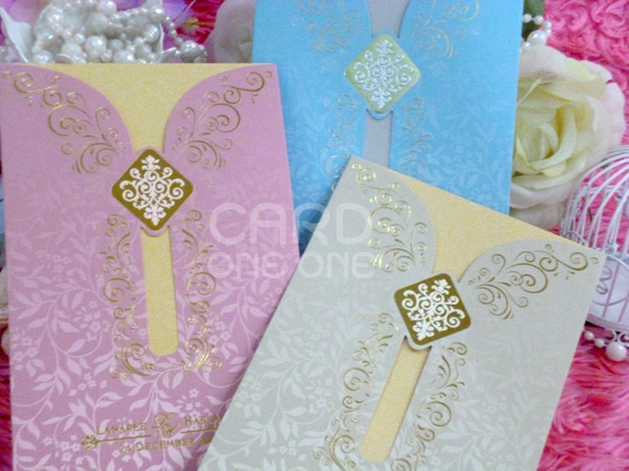 การ์ดแต่งงาน การ์ดคลาสิค แนวตั้ง แบบสอด