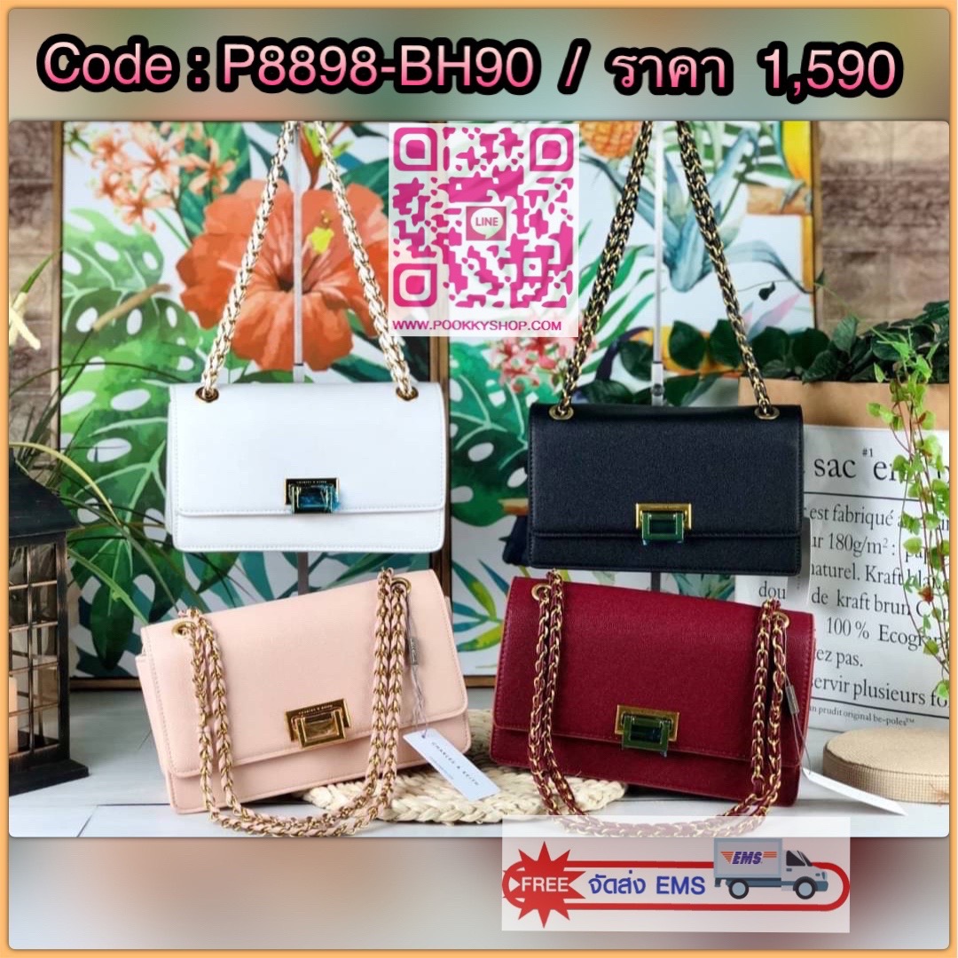 Restock พร้อมส่งครบสีค่า เพิ่มความหรูหราให้คุณกับใบนี้เลยค่ะ Charles & Keith Chain Strap Shoulder Bag กระเป๋าสะพายสายโซ่วางอยู่ทรง วัสดุหนังลายเกรน ตัดกับอะไหล่สีทองหรูหราลงตัว เปิดปิดแบบตัวดันล็อก ด้านในมีช่องซิปเล็ก1 ช่อง จุของได้ดี ใส่กระเป๋าเงินใบยาวไ