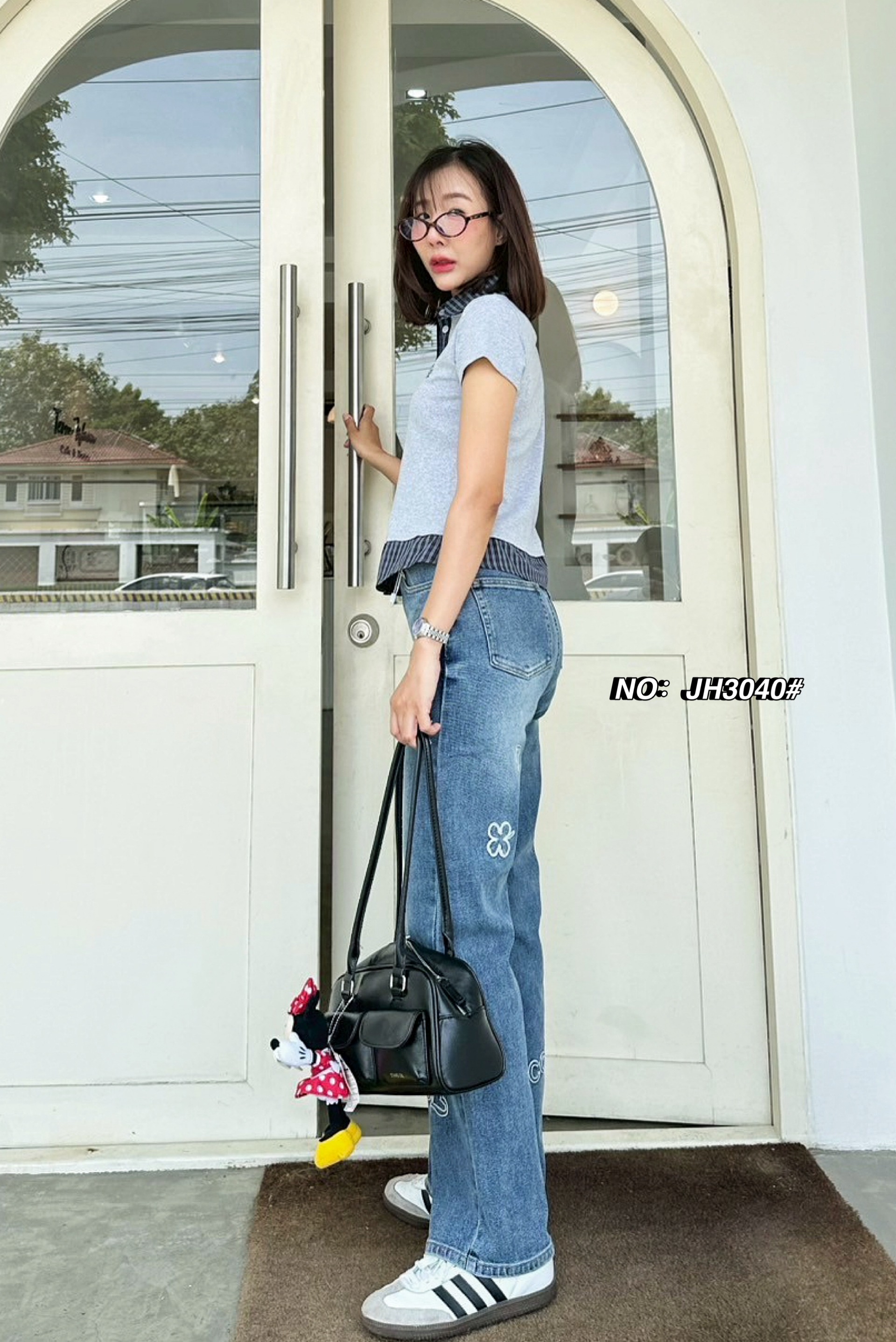 กางเกงแฟชั่น No.JH3040# - กางเกงยีนส์ขากระบอก งานสวยจริงๆ ไม่ว่าเนื้อผ้า ทั้งสีและทรง สวยไปหมดเลยค่า