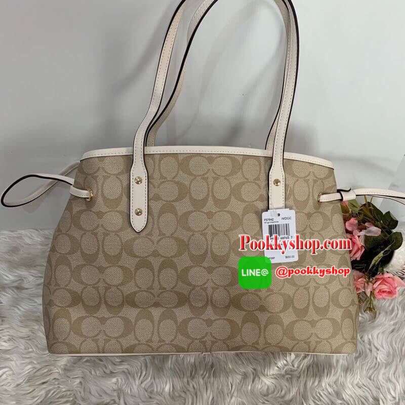 COACH กระเป๋า DRAWSTRING CARRYALL IN SIGNATURE COATED CANVAS F57842