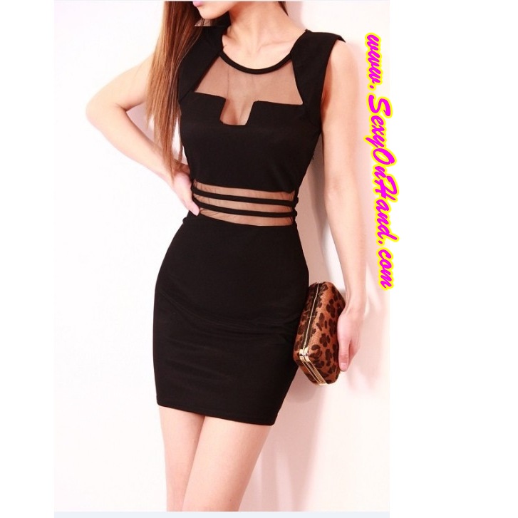 ชุดเดรสสั้น ชุดเที่ยว ชุดปาร์ตี้ เดรสสั้น แต่งผ้าซีทรู สีดำ แบบสวยเฉี่ยว เปรี้ยวจี๊ดส์ มากๆเลยคะ