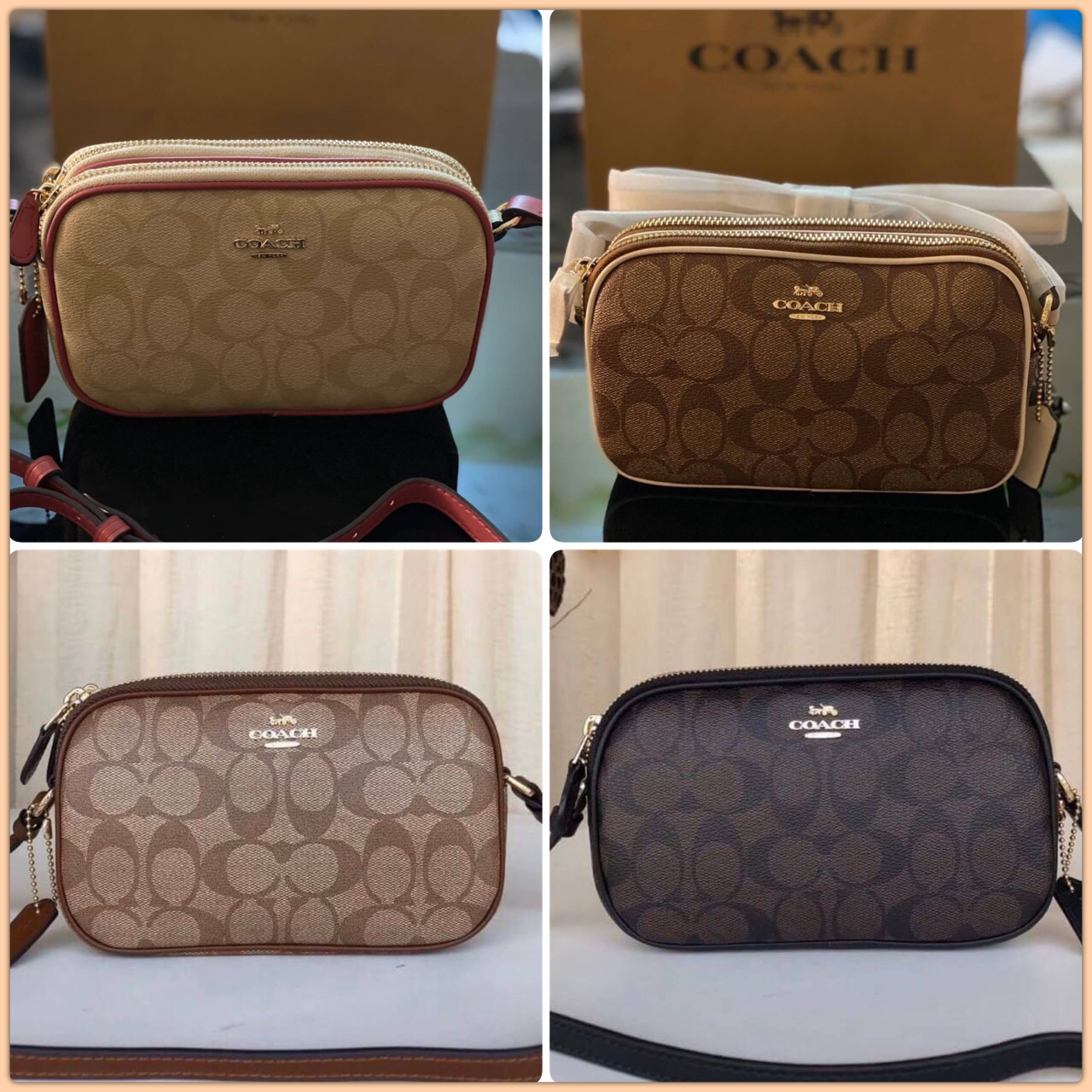 กระเป๋าสะพาย COACH เปิด - ปิดกระเป๋าด้วยซิป มีช่องใส่ของ 2 ช่องใหญ่ ด้านในมีช่องใส่ของ 1 ช่อง