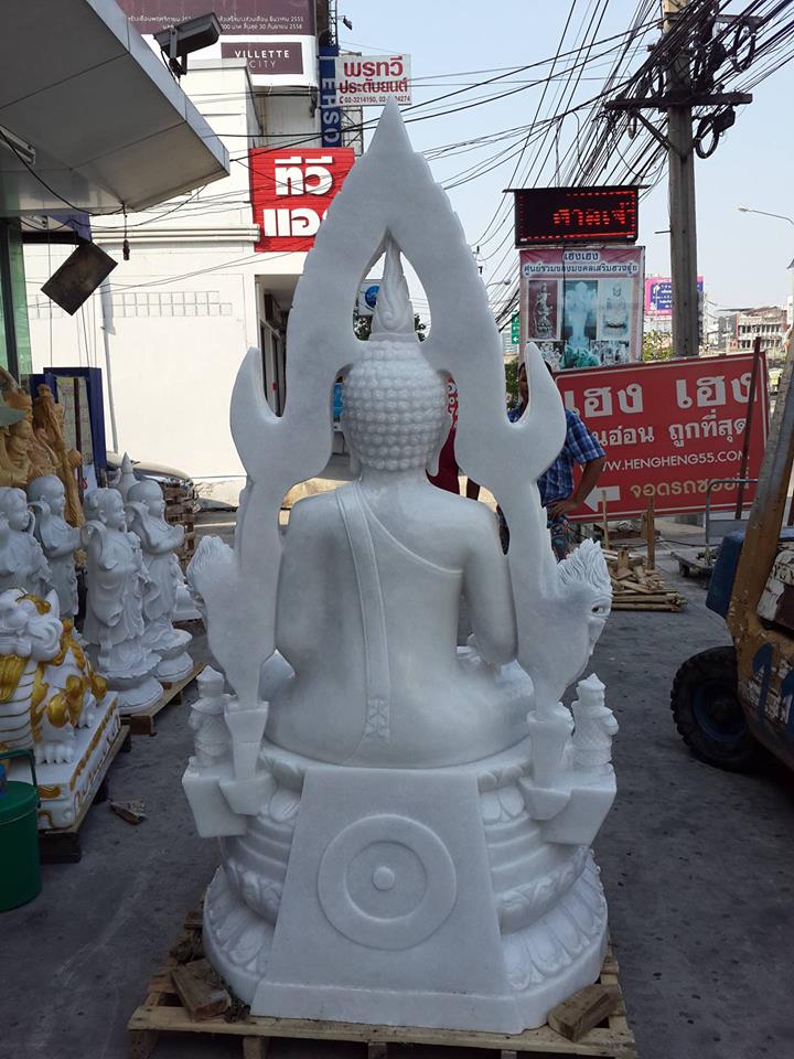พระพุทธรูปหินอ่อน หน้าตัก 110 cm สูง 200 cm ลึก 80 cm