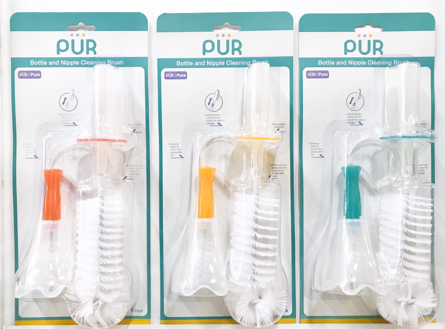 PUR แปรงล้างขวดนมและจุกนมพร้อมขาตั้ง