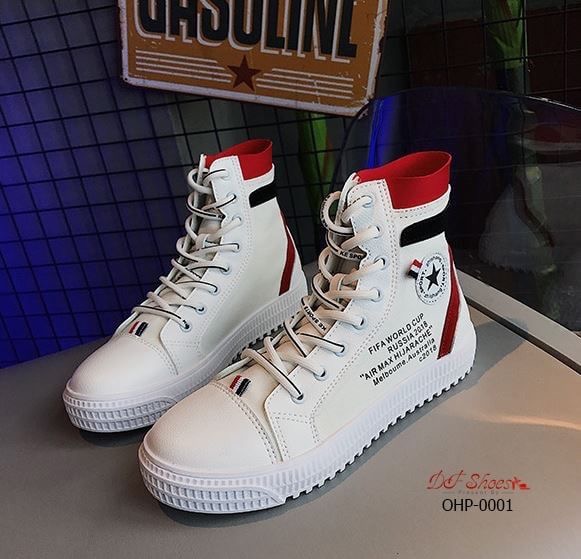 สินค้าพร้อมส่ง รองเท้าผ้าใบหุ้มข้อนำเข้าสไตล์แบรนด์ดัง วัสดุผ้าแคนวาสและหนังPU ดีไซน์ขอบ งานสวย คุณภาพดีคุ้มราคาจ้า