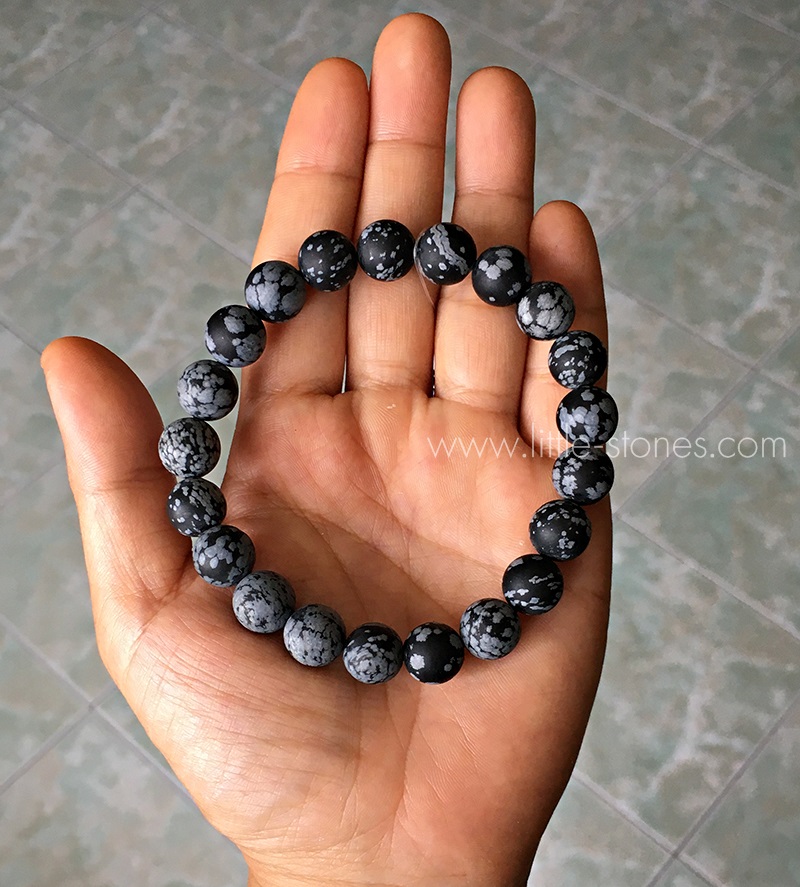 ++ Snowflake Obsidian - สโนว์เฟลคออปซีเดียน แบบขัดด้าน เม็ดกลมขนาด 10 mm ++
