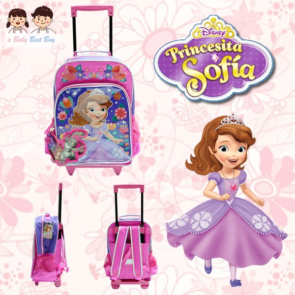 ฮ 'Disney sofia the first - กระเป๋าเป้สะพายหลัง มีล้อลาก ลายเจ้าหญิงโซเฟีย กระเป๋านักเรียน ของแท้ ลิขสิทธิแท้ (16 นิ้ว)