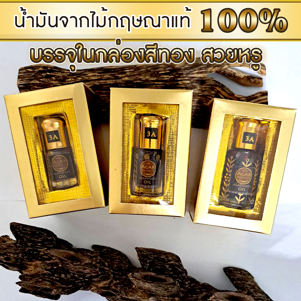 AgarHarvest ไม้หอม อโรมา ไม้หอมมงคล ปรับอากาศ น้ำมันกฤษณา แท้ ในกล่องทองสวยหรู Agarwood Oil (Perfect Grade 3A หอมเยี่ยม)