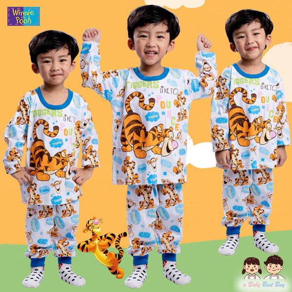 (Size S-M-L) ชุดนอนเด็กDisney Tigger เสือ ทิกเกอร์ เสื้อแขนยาว กางเกงขายาว สุดเท่ห์ ลิขสิทธิ์แท้ (สำหรับเด็กอายุ 2-6 ปี )