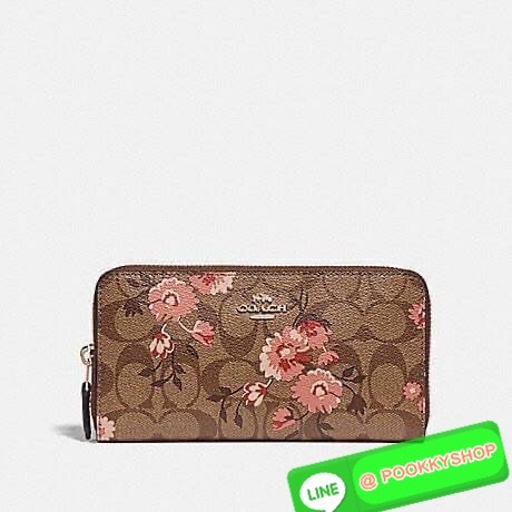 COACH F78018 ACCORDION ZIP WALLET IN SIGNATURE CANVAS WITH PRAIRIE DAISY CLUSTER PRINT ฮอตไม่เลิก!! กระเป๋าสตางค์ใบยาว ลวดลายดอกไม้ ขายดีที่สุด!! วัสดุหนังแคนวาสเคลือบลาย เปิด-ปิดด้วยซิปรอบ รูดใช้งานง่าย ใส่มือถือได้ ใส่บัตร ใส่ธนบัตรได้สบายๆ สวยเกินราคาแ