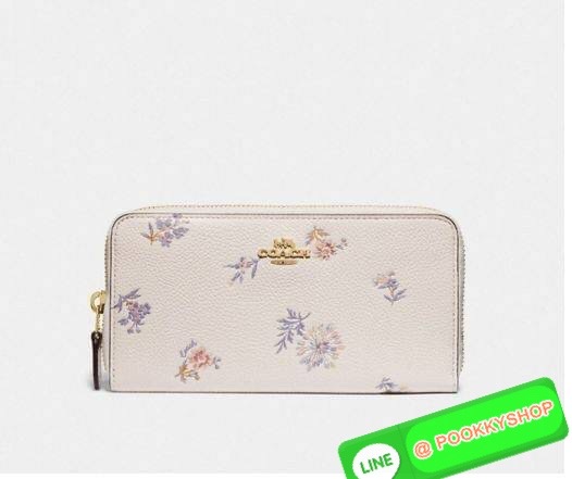 COACH 69832 ACCORDION ZIP WALLET WITH MEADOW PRAIRIE PRINT กระเป๋าสตางค์ใบยาวซิปรอบ ลายดอกไม้น่ารักมากเว่อร์!! ลวดลายตัดกับสีชอล์กได้อย่างลงตัว ดูละมุนน่าใช้ วัสดุหนัง pepble สวยทนทาน ใส่มือถือได้ ใส่ธนบัตรได้ทุกชนิด ใส่บัตรได้เยอะไปอีก!! จุๆแบบนี้ ราคาดี