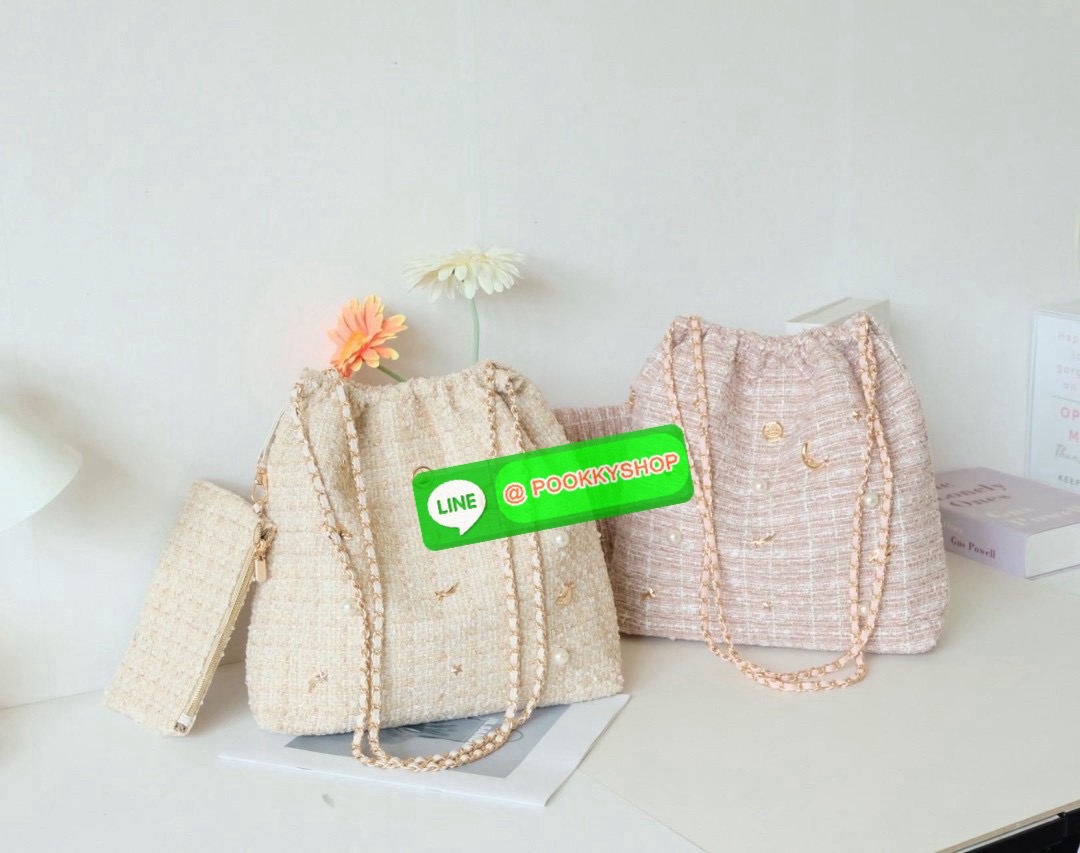 KEEP Universe tote bag ( ผ้า Tweet ) กระเป๋าสะพายข้างทรง Tote ขนาดกำลังดี ใช้งานง่าย