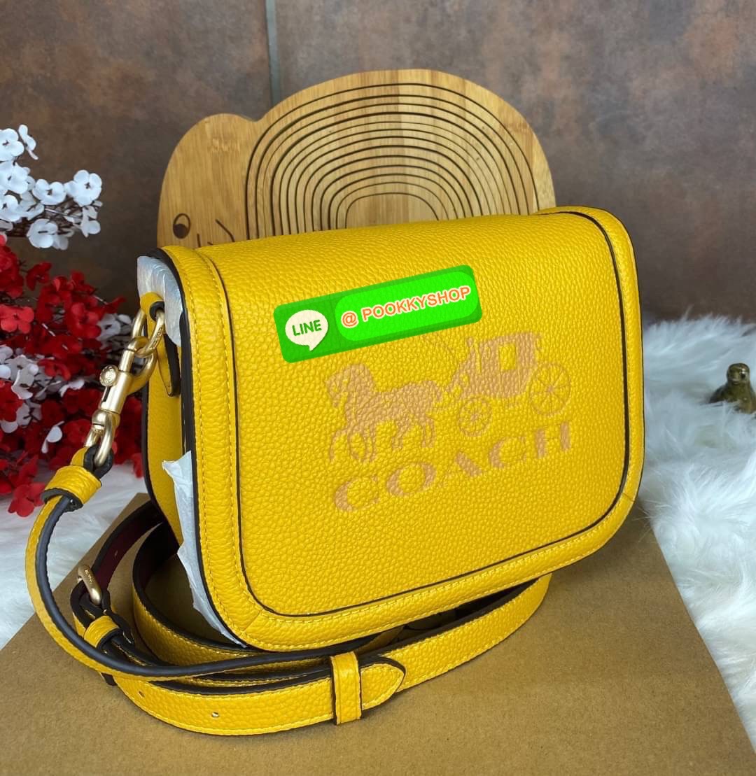 CoachSADDLE BAG WITH HORSE AND CARRIAGE (COACH C4058) หนังกรวดละเอียดภายในกระเป๋ามัลติฟังก์ชั่น กระดุมแม่เหล็ก ซับในผ้านอกกระเป๋าเปิด สายสะพายถอดได้ สายสะพายยาว 22" สำหรับสะพายไหล่หรือ crossbody