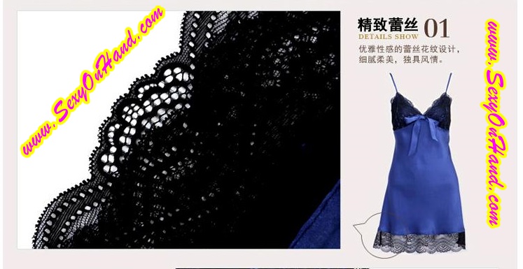 ชุดนอนผ้าไหม ชุดนอนสายเดี่ยว ผ้าไหมสีน้ำเงิน แต่งลูกไม้ดำขอบชุด และชาย ..เกรดหรู สวย เซ็กซี่แนวคุณหนูไฮโซ มากๆคะ