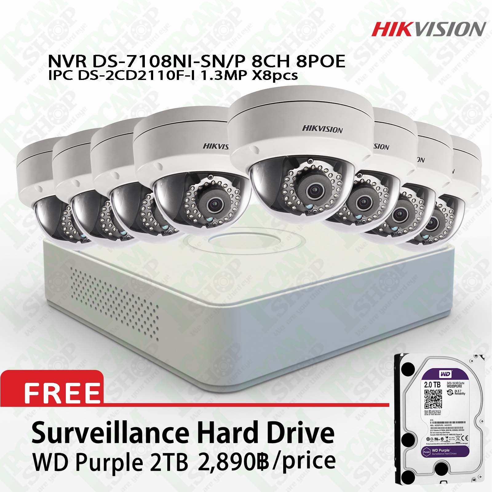 Hikvision POE Kit DS-7108NI-SN/P, DS-2CD2110F-Ix8