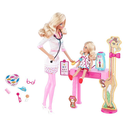 z Barbie I Can Be Doll Playset - Doctor ของแท้100% นำเข้าจากอเมริกา ตุ๊กตาบาร์บี้ เซ็ตคุณหมอและเด็ก