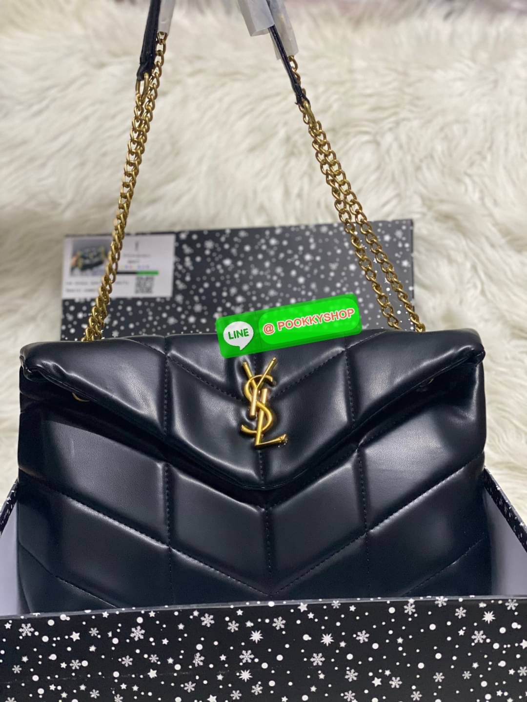 SAINT LAURENT Loulou Puffer Small shoulder bag material: leather internal details: fabric lining, internal zipped pocket colour of fastening: gold tone hardware adjustable chain and leather shoulder strap magnetic fastening