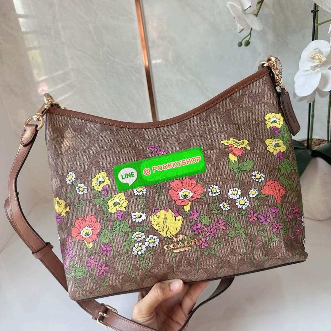 COACH LAUREL SHOULDER BAG IN SIGNATURE CANVAS WITH FLORAL PRINT (CR150) 🔖กระเป๋าถือ/สะพายข้าง คอลเลคชั่นใหม่ โดดเด่นปริ้นลายดอกไม้