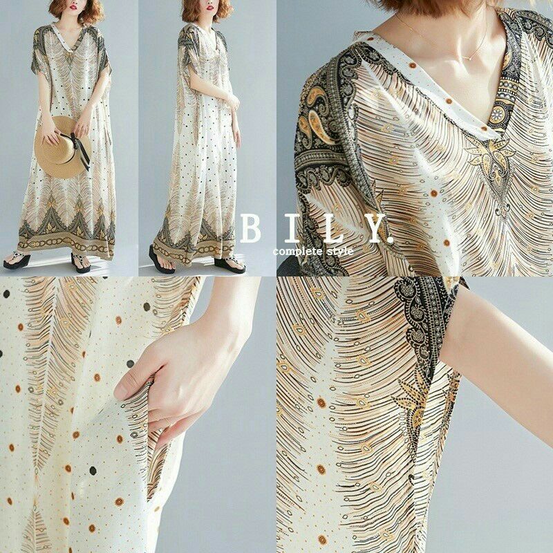 เข้าเพิ่มรอบ 5 !!!😱 NEW ARRIVAL Complete style by BILY. แมกซี่งานสวยตัวยาว งานคอวีตัวยาวพริ้วๆค่ะ ผ้าลื่นนุ่มทิ้งตัวดี แขนสั้นทอลวดลายกราฟฟิกสวยมาก สีสันครีมน้ำตาลทั่วตัวค่ะ ดูวินเทจรุ่นนี้ทรงสวยดีไซส์น่ารัก งานผ้าดีใส่สบายมากไม่ร้อนค่ะ