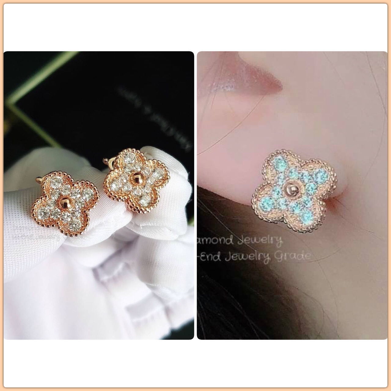New Arrival !!!!! Van Cleef & Arpels Earring ต่างหูเพชรแวนคลีฟ งานหน้า signature เพชรคัดเกรดอย่างดีค่ะ งานสวยเลอค่ามากๆ งาน stainless steel ใส่เข้ากับทุกชุด ติดหูชิคๆ ไม่ผิดหวังแน่นอนค่ะ งานคุณภาพ