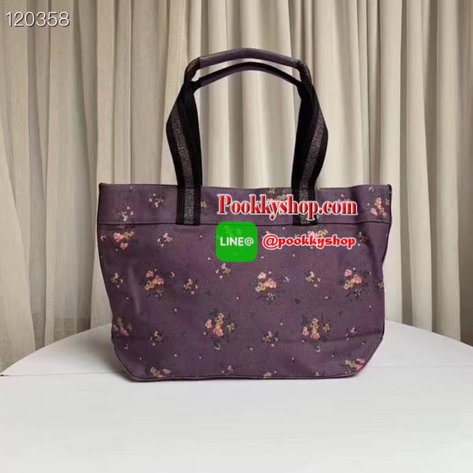 Coach DISNEY X COACH TOTE WITH ROSE BOUQUET PRINT AND THUMPER (COACH 91116) SV/MIDNIGHT MULTI