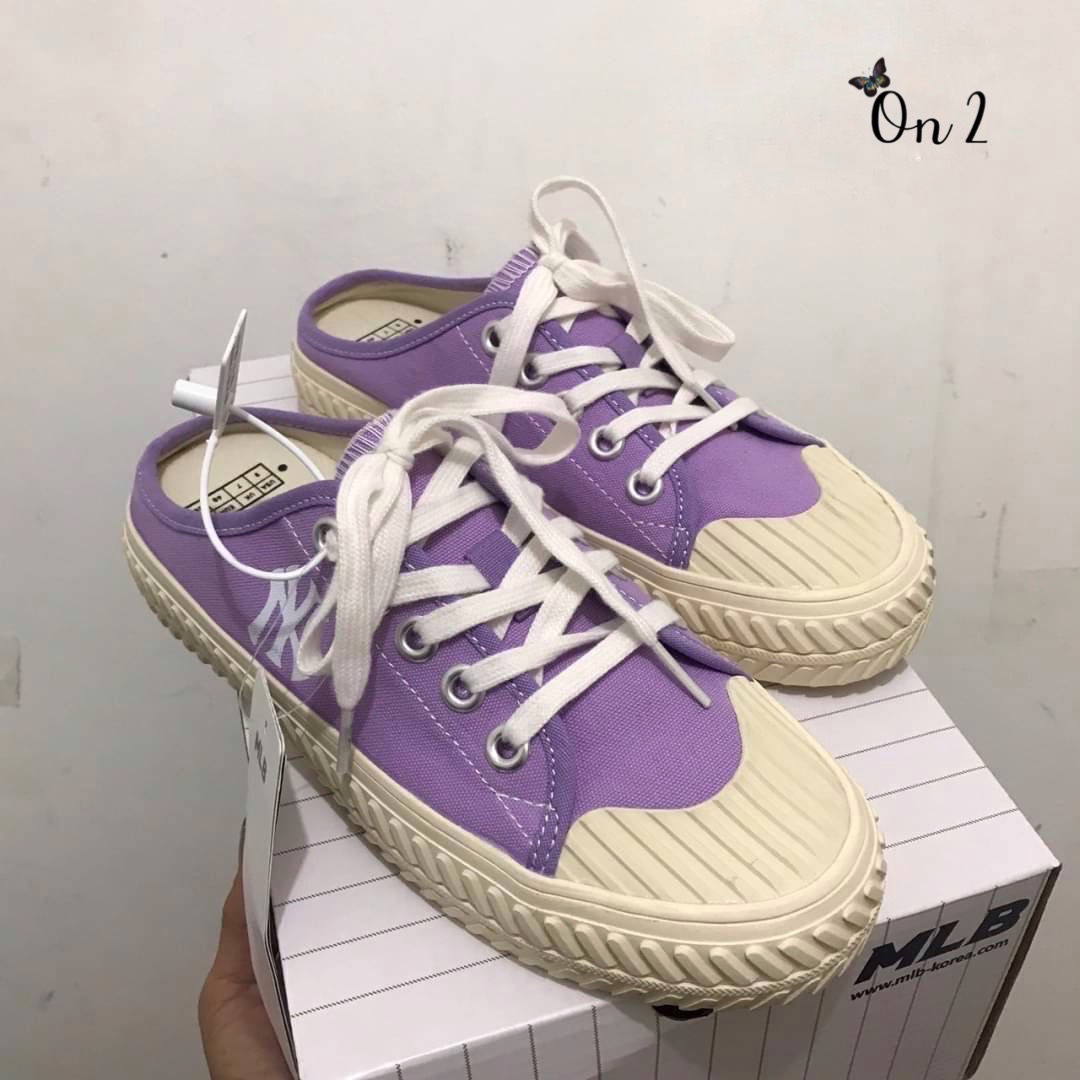 พร้อมส่ง รองเท้าผ้าใบเปิดส้น MLB playball origin mule new york yankees logo NY ⚪️⚪️ สวยเทห์ เปะปังมาก งานPremium Quality