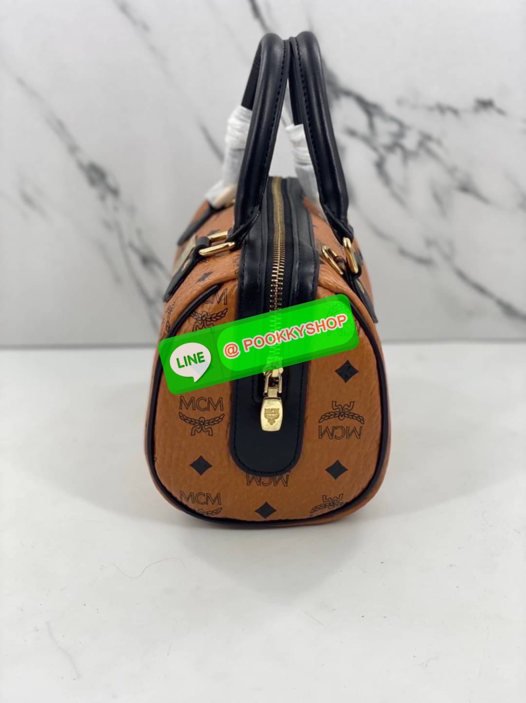 MCM VISETOS ORIGINAL ESSENTIAL BOSTON BAG COGNAG