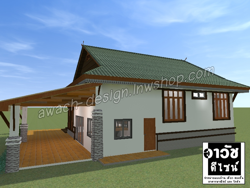 B114 แบบบ้านชั้นเดียว 3 ห้องนอน