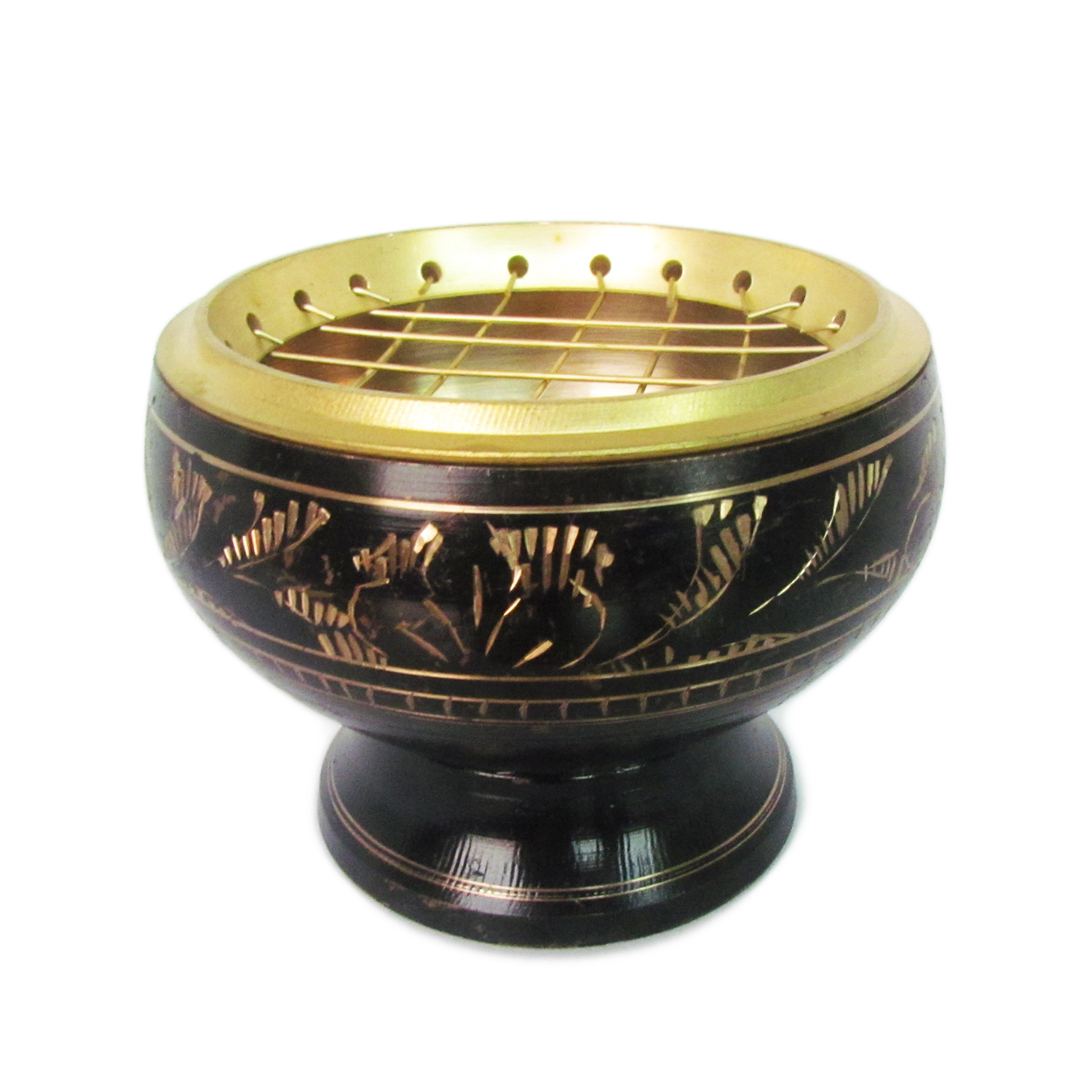 เตาเผาไม้หอม สีดำ ทอง กระถางธูป เครื่องหอมทุกชนิด ทำจากทองเหลืองแท้ + ไฟแช็คไอพ่น ไฟฟู่ หัวพ่น 1ชิ้น