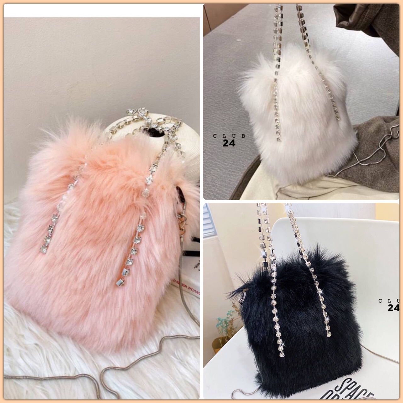 𝑵𝑬𝑾 𝑵𝑬𝑾‼️ ตอนรับเทศกาลที่จะถึงนี้ กระเป๋าขน รุ่นนี้เป็นขนนิ่มๆนุ่มๆเลยคะ ทรงสี่เหลี่ยม ตรงสายถือเป็นเพรช มีสายสะพายยาวข้างได้ น่ารักสุดๆ ทุกคนต้องมีนะคะ บอกเลยถือแล้วไม่ซ้ำใครแน่นอน