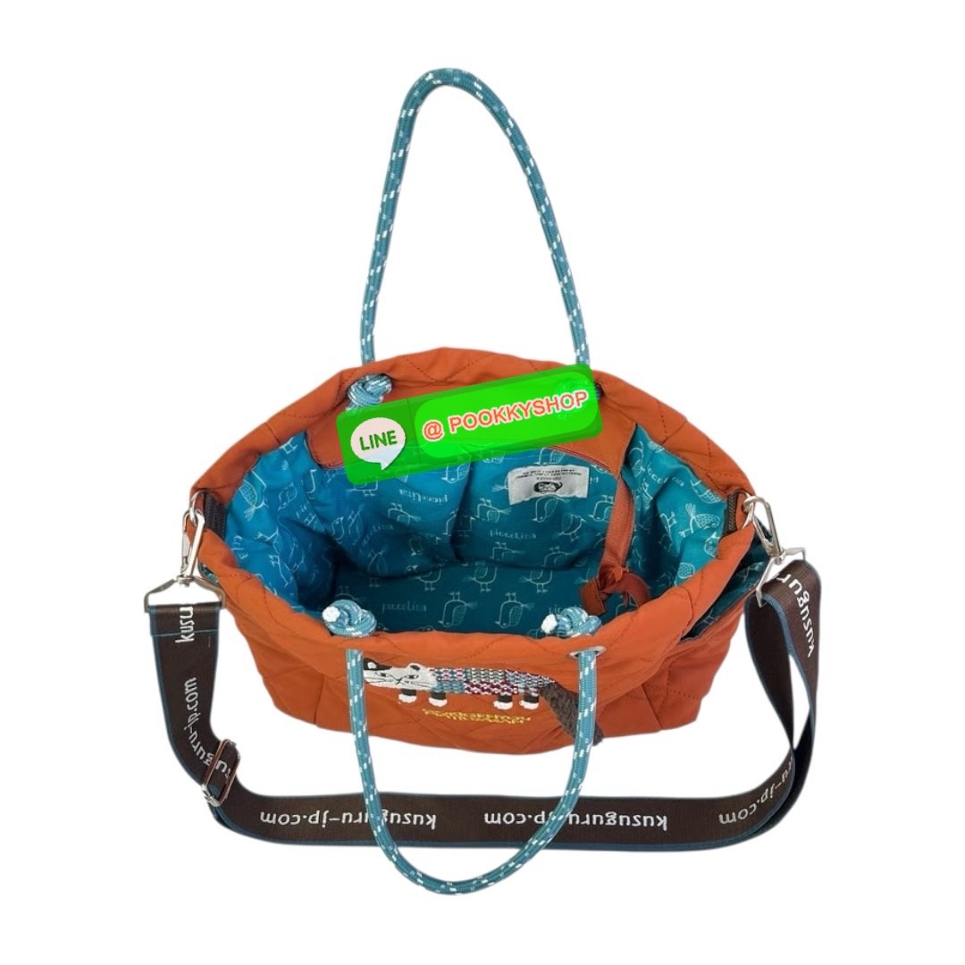 กระเป๋าโท้ท Kusuguru Japan Matilda-san กระเป๋าผ้าโพลีเอสเตอร์แบบสะพายข้างลายแมว Matilda จากคอลเลคชั่น 2025