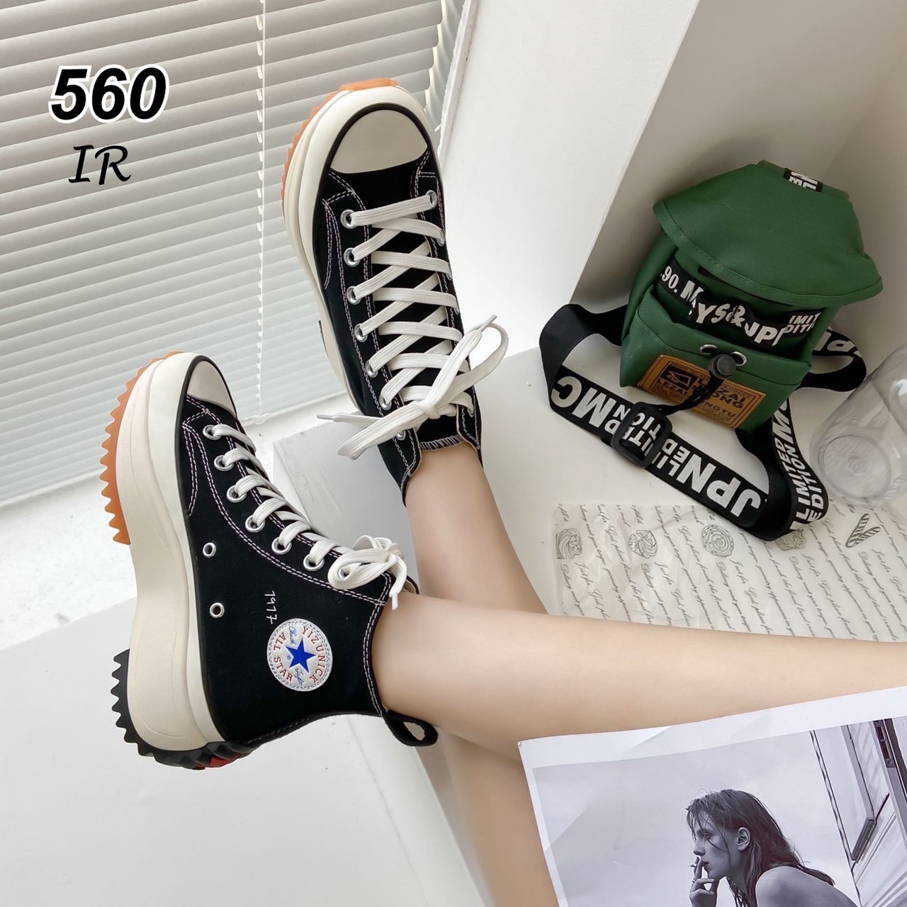 แบบขายดี!! พร้อมส่ง ผ้าใบรุ่นใหม่สไตล์converse รุ่นเสริมส้นหุ้มข้อ ที่เกาหลีฮิตมากค่ะรุ่นนี้ ใส่เก๋ เท่ และทำให้ดูสูงขึ้น เสริมส้น 2 นิ้ว กันลื่นงานดี แนะนำค่า