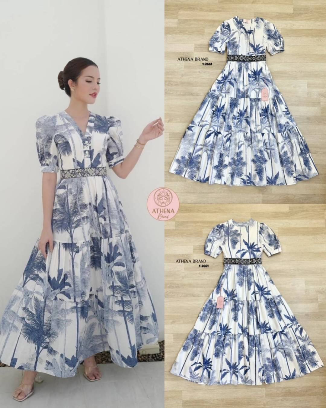 เดรสยาวพิมพ์ลวดลายสุดเกร๋ แขนพองๆทรงตุ๊กตามีกระดุมติด หน้าอกเสริมฟองน้ำเบาๆ จัดทรงให้สวย มีกิมมิคด้านหน้าแต่งกระดุมกระจุกกระจิกน่ารักสามารถแกะใช้งานได้จริง ช่วงเอวแต่งแถบเป็นงานปัก สวมใส่แบบซิปด้านข้าง ตัวเดรสมีลูกเล่นระบายๆ ใช้ผ้าเยอะมากๆค่า เนื้อผ้าดีมี