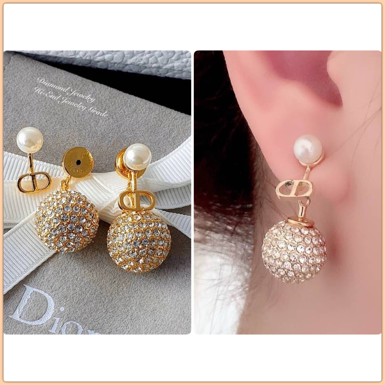 Super Hi-End Quality !!!! ((งาน 1:1 เหมือนในช็อปมากที่สุดในท้องตลาด)) Christian Dior Earring ต่างหูดิอองาน 1:1 เหมือนของแท้เป๊ะๆค่ะ รับรองงานสวยมากกกกก ดูหรู ดูผู้ดีสุดๆ งานดี งานคุณภาพดีมากๆมากๆคะรับประกันความพอใจเลยค่ะ ตัวเรือนสีทองไฮโซมากค่ะ คอนเฟิม !!