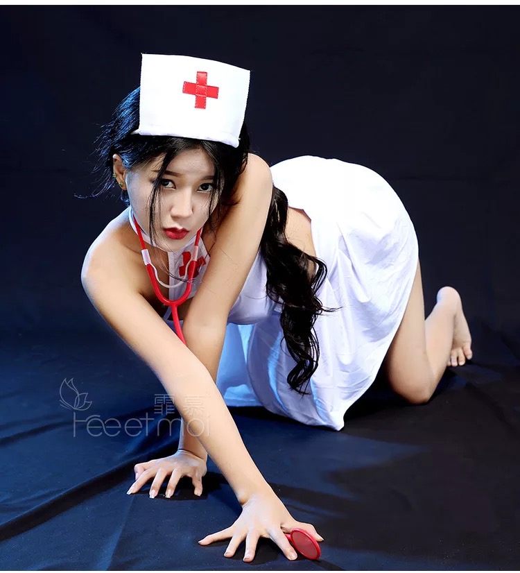 ชุดเดรสขาว นางพยาบาลสีขาว แต่งเว้า สวยเปรี้ยวเซ็กซี่มากๆคะ