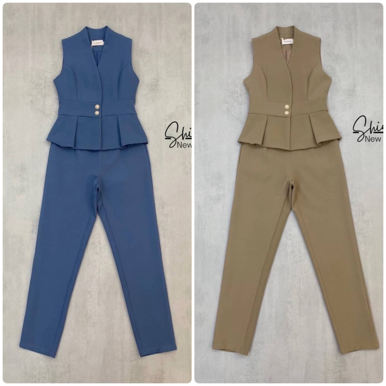 เสื้อทรงยาวงานกระดุมหน้าเก็บซับในทั้งตัวปลายเสื้อจับจีบ แพทเทิร์นสวยเข้ารูป ช่วงอกมีกระดุมกด แมทช์คู่กับกางเกงขายาวกึ่งเดฟ ทรงสวยไม่รัดขาเกินไป เนื้อผ้าพื้นเกรดพรีเมียมทั้งชุด ลุคนี้เสริมบุคลิกผู้สวมใส่ให้สวยเป๊ะ แบบเซเลปแน่นอนค่า