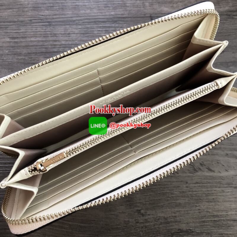 COACH Accordion Zip Wallet in Floral Print Coated Canvas กระเป๋าสตางค์ใบยาว เปิด-ปิดกระเป๋าด้วยซิปรอบ ด้านในมีช่องใส่บัตร ช่องใส่ธนบัตร และช่องซิปใส่เหรียญค่ะ ด้านหลังมีช่อง 1 ช่อง