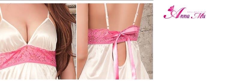 ชุดนอนเซ็กซี่ ขุดนอนสายเดี่ยว สีขาว แต่งลูกชมพู สวยหวานมากๆคะ Free size