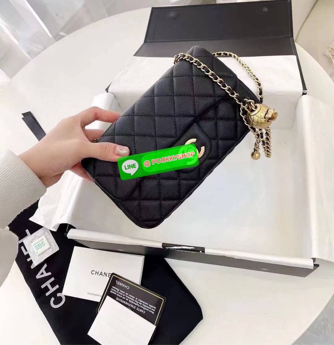 Chanel MINI FLAP BAG CAVIAR Leather GOlD tone hardware