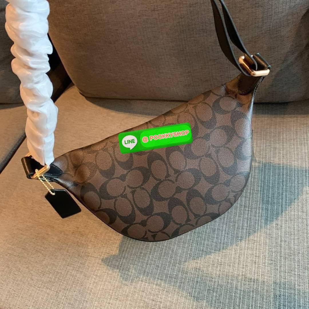 COACH F48740 BELT BAG IN SIGNATURE CANVAS กระเป๋าคาดอกทรง Unisex ทรงโดมรุ่นยอดฮิตไม่มีตกเทรน สวยเท่ทุกสี วัสดุหนังแคนวาสเคลือบคุณภาพดีตัดหนังแท้ ทนทาน ใช้งานง่าย ภายในเป็นช่องโล่ง ใส่ของได้เยอะ หยิบจับได้สะดวก ใช้ได้ทั้งชายและหญิง ใบจริงสวยไม่ผิดหวังคะ