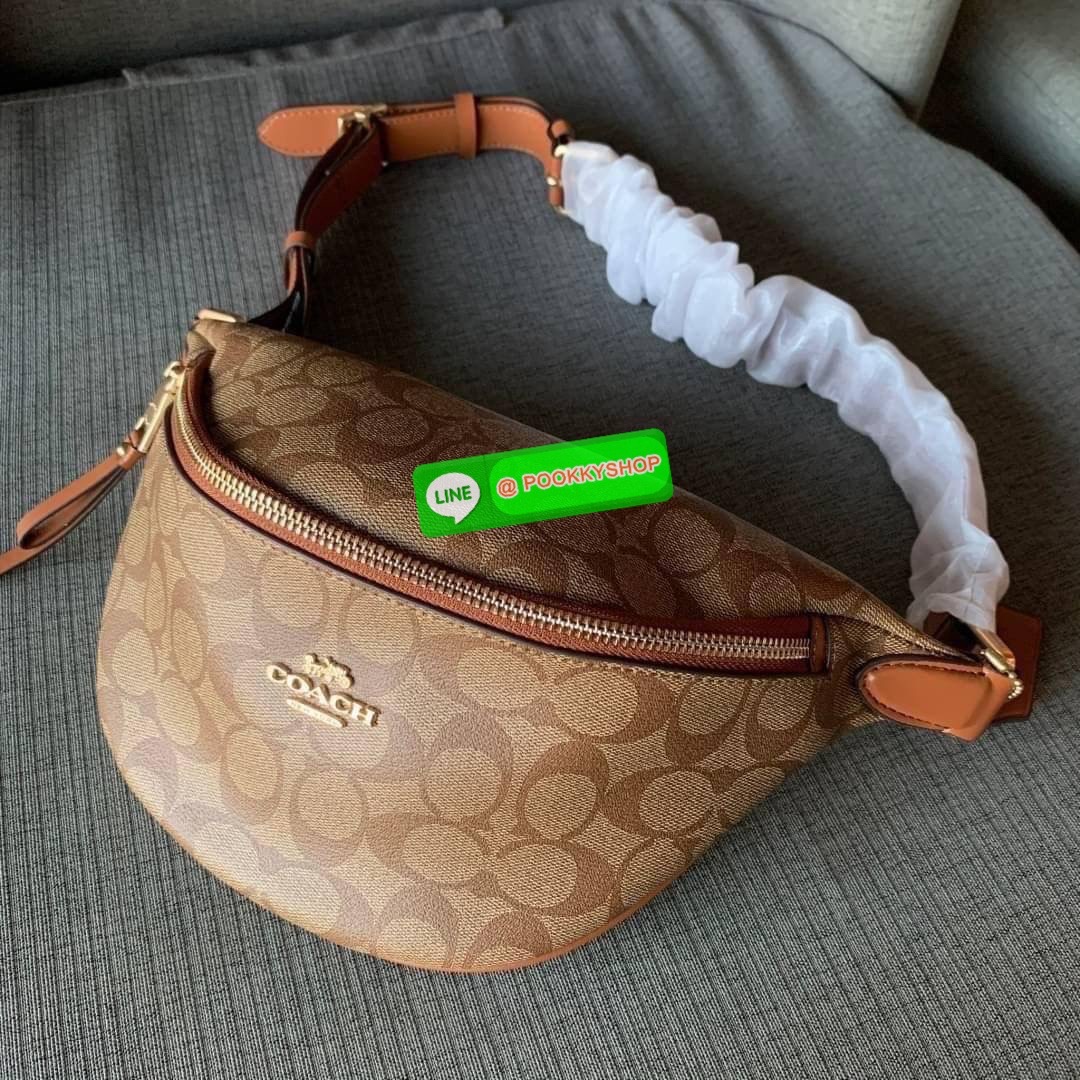 COACH F48740 BELT BAG IN SIGNATURE CANVAS กระเป๋าคาดอกทรง Unisex ทรงโดมรุ่นยอดฮิตไม่มีตกเทรน สวยเท่ทุกสี วัสดุหนังแคนวาสเคลือบคุณภาพดีตัดหนังแท้ ทนทาน ใช้งานง่าย ภายในเป็นช่องโล่ง ใส่ของได้เยอะ หยิบจับได้สะดวก ใช้ได้ทั้งชายและหญิง ใบจริงสวยไม่ผิดหวังคะ
