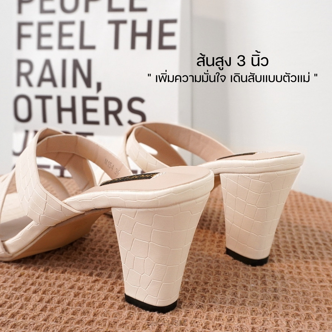รองเท้าส้นสูง หนังพียูปั๊มลายสุดเก๋ เพิ่มความคอมพลีทในทุกลุค ใส่ทำงานก็ดูดี ยังช่วยพรางหน้าเท้าดูเรียวสวย ต้องมีแล้วป่ะ!!