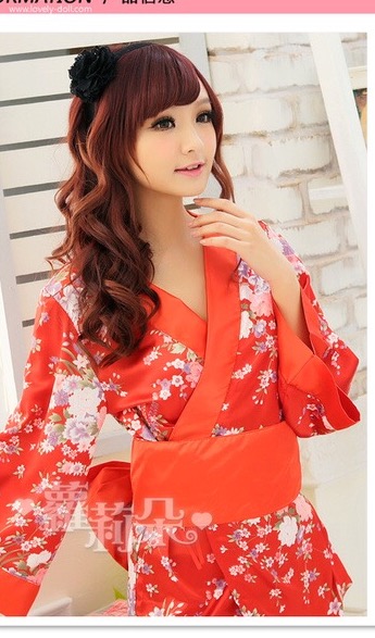 ชุดคอสเพลย์ แฟนซี ญี่ปุ่น กิโมโนสั้น กิโมโนประยุกต์ ผ้าไหมเทียมสีแดงสด ลายดอกซากุระ แต่งขลิบสีแดง กระโปรงแบบจีบรอบ พร้อมสายคาดและโบว์สำเร็จรูป สีแดงเซ็กซี่ เย้ายวน +G stringเข้าชุดคะญี่ปุ่น กิโมโนสั้นแบบ ชุดคลุมเซ็กซี่ ลายดอกสีเขียวอ่อนอมฟ้า สีหวานมากๆคะ