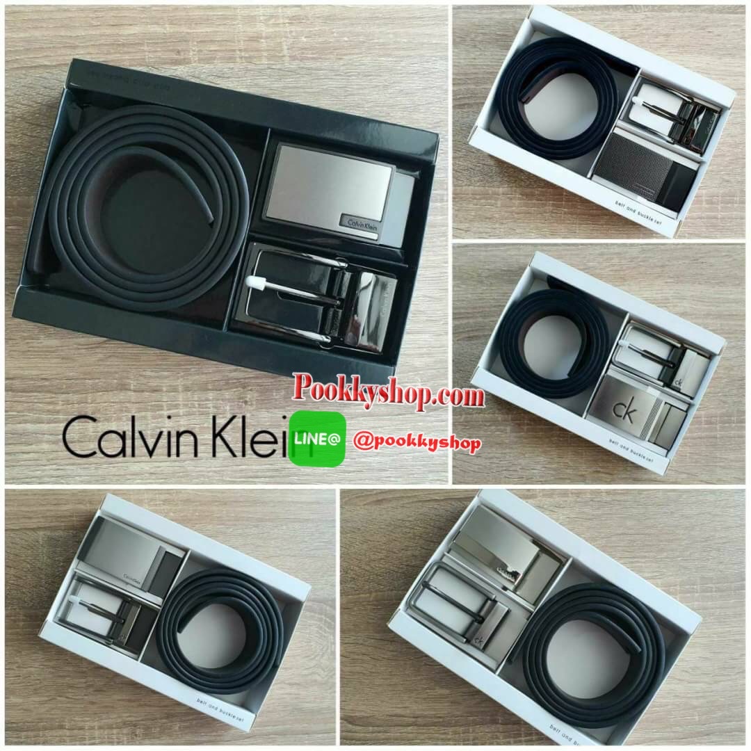 CALVIN KLEIN BELT AND BUCKLE SET เซตเข็มขัดหนังวัวแท้คุณภาพดี ในเซตประกอบด้วย หัวเข็มขัดโลหะ 2 หัว 2 แบบ พร้อมกับเข็มขัดหนังเรียบ 1 เส้นที่สามารถใช้ได้ทั้ง 2 ด้านสีดำสลับน้ำตาล สวยน่าใช้มากๆค่ะ