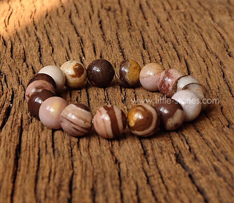 ++ Brown Zebra Jasper - บราวน์ซีบร้าแจสเปอร์ เม็ดกลมขนาดประมาณ 10 มิล ++